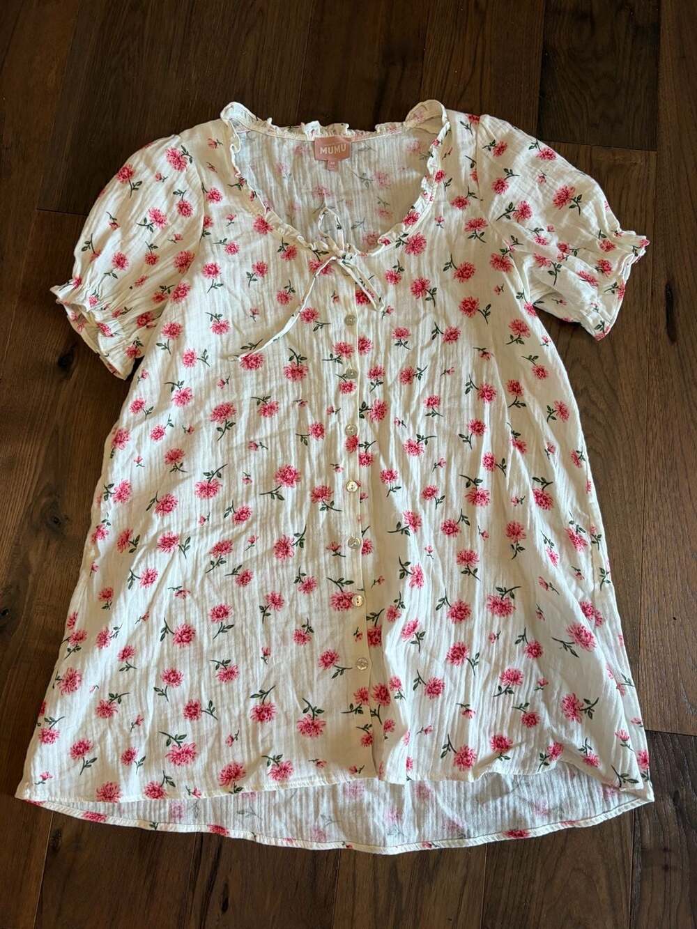 Show Me Your Mumu Ellen Dress Size M White Pink Floral Tie Front